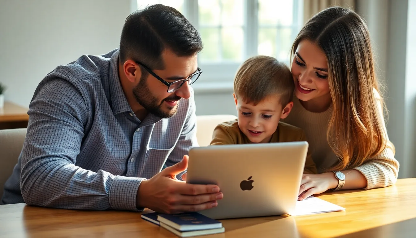 A family completing ETIAS applications together