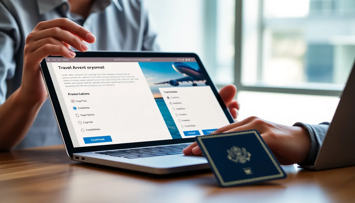 Traveller comparing NZeTA and Visitor Visa options on a laptop with a passport