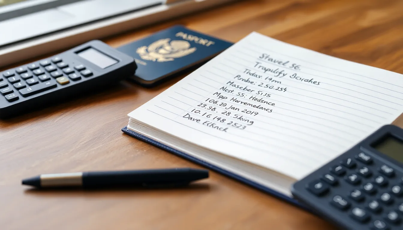 Traveller tracking Schengen entry and exit dates in a notebook