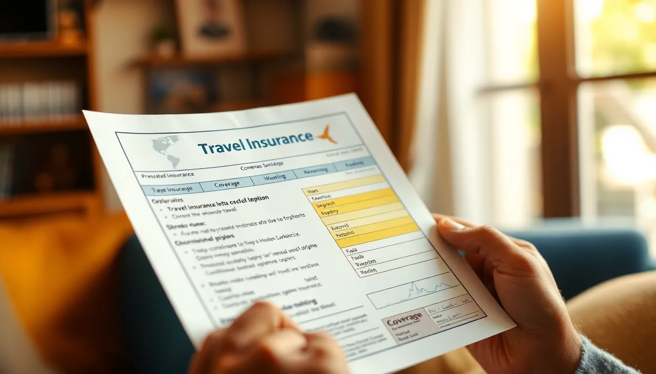 Traveller reviewing a printed Schengen travel insurance certificate