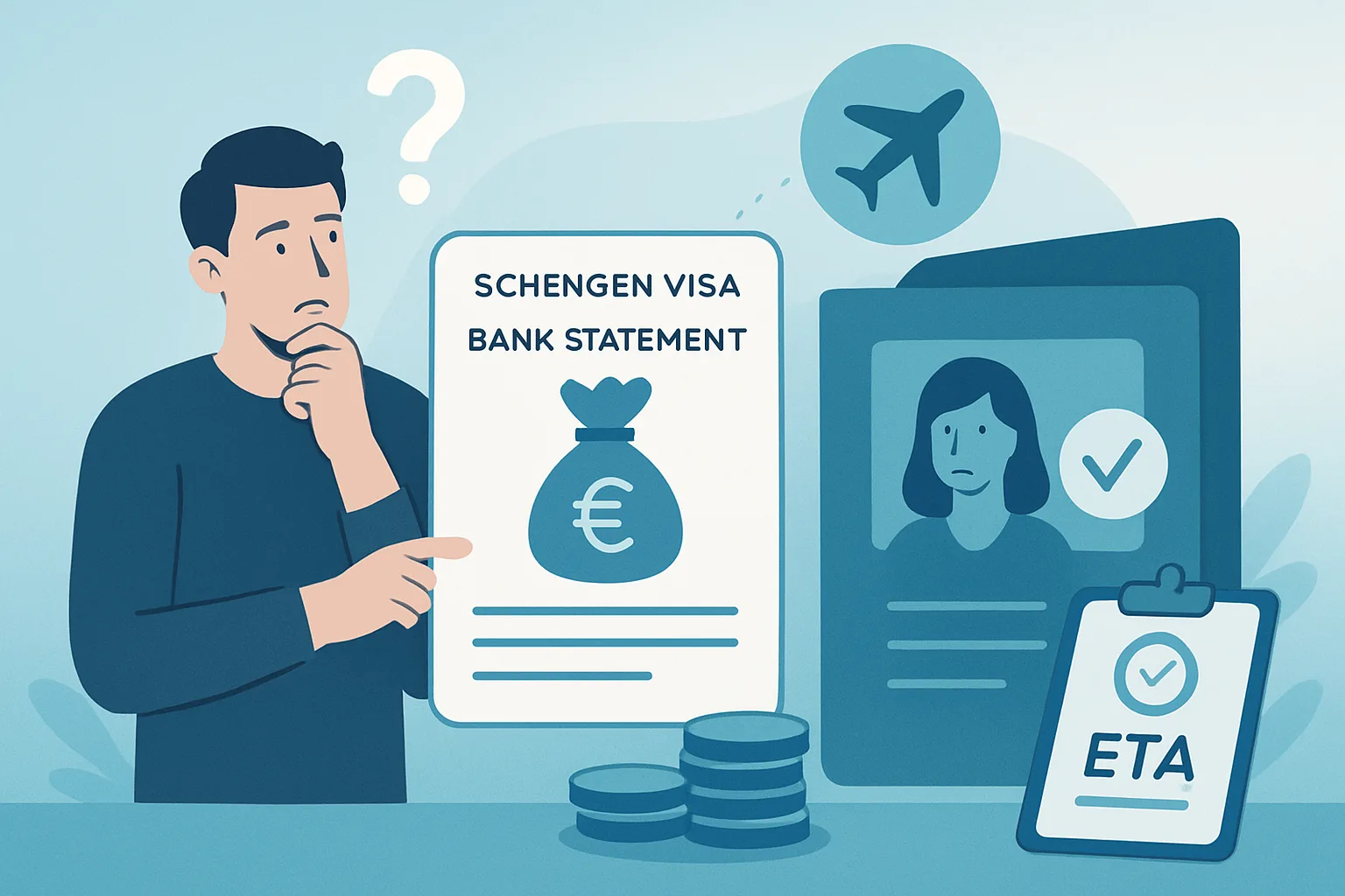 Illustration about schengen visa bank statement requirements: how much is enough?