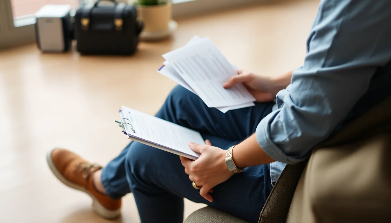 Traveller preparing documents before a Schengen visa interview appointment