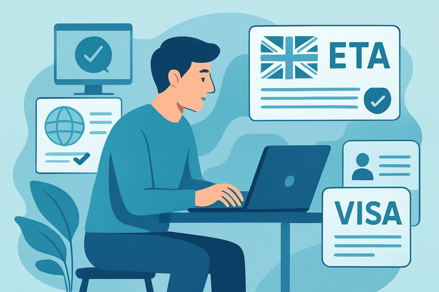 Illustration about uk eta for digital nomads: can you work remotely?