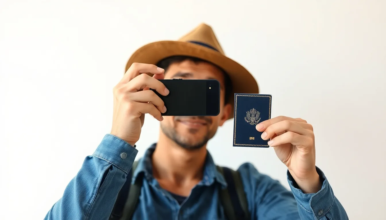 Traveller taking a photo for a UK ETA application