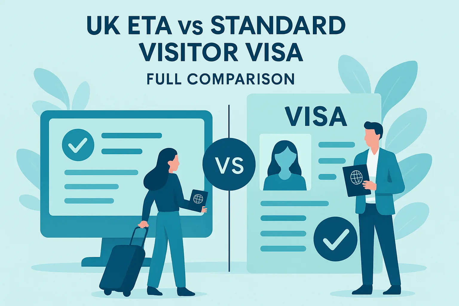 Illustration about uk eta vs standard visitor visa: full comparison