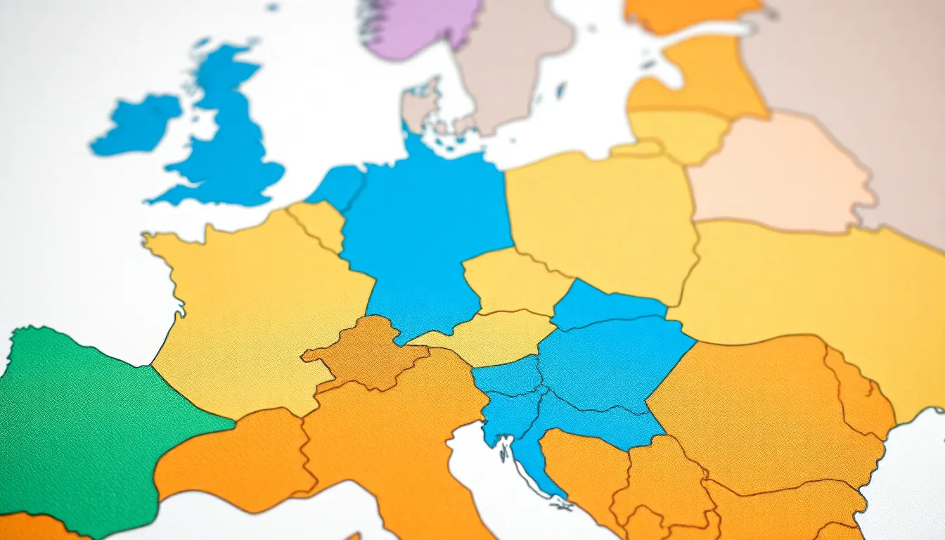 Map of Europe highlighting Schengen area member countries